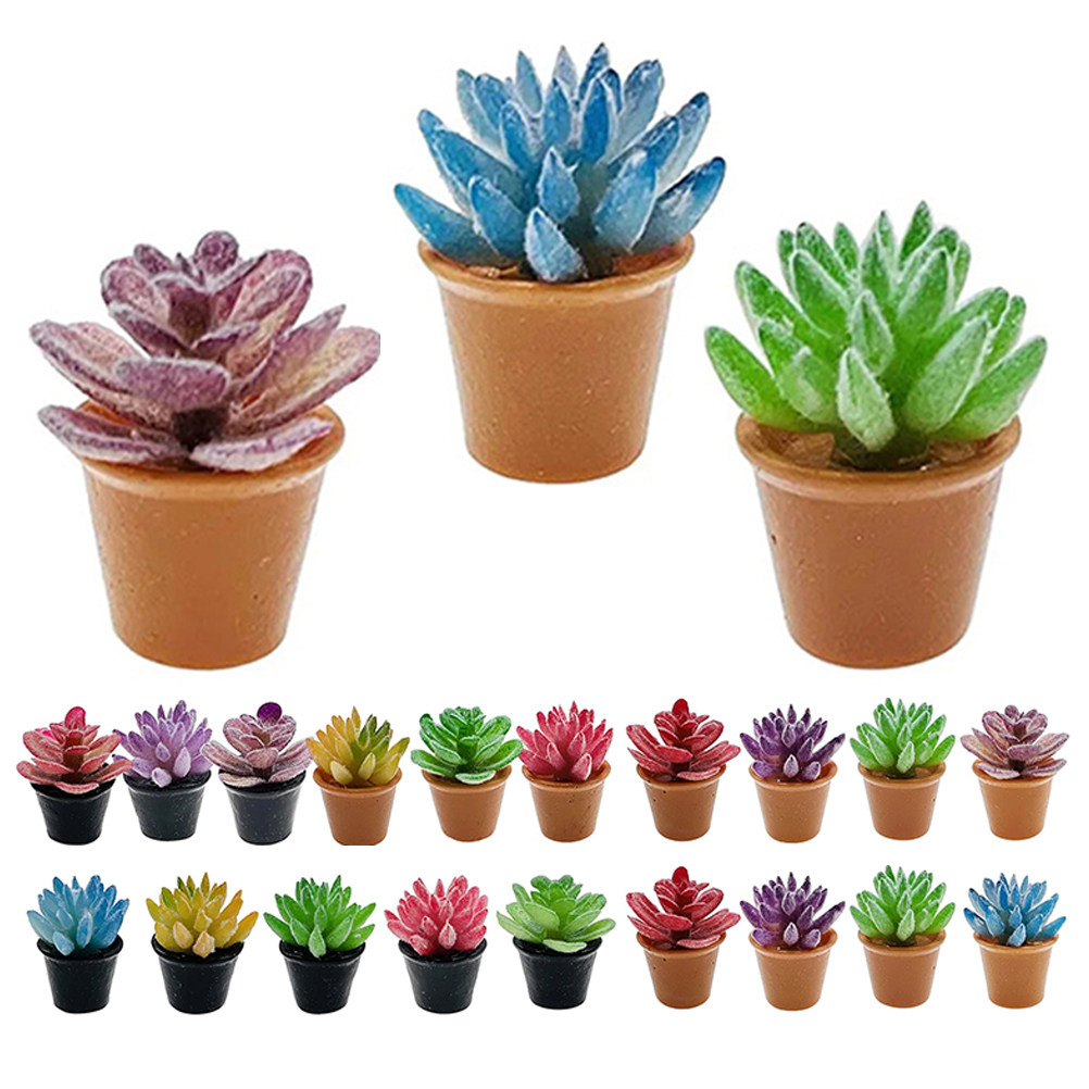 Desk Setup With Plants - 24Pcs Mini Succulent Pots Artificial Tiny