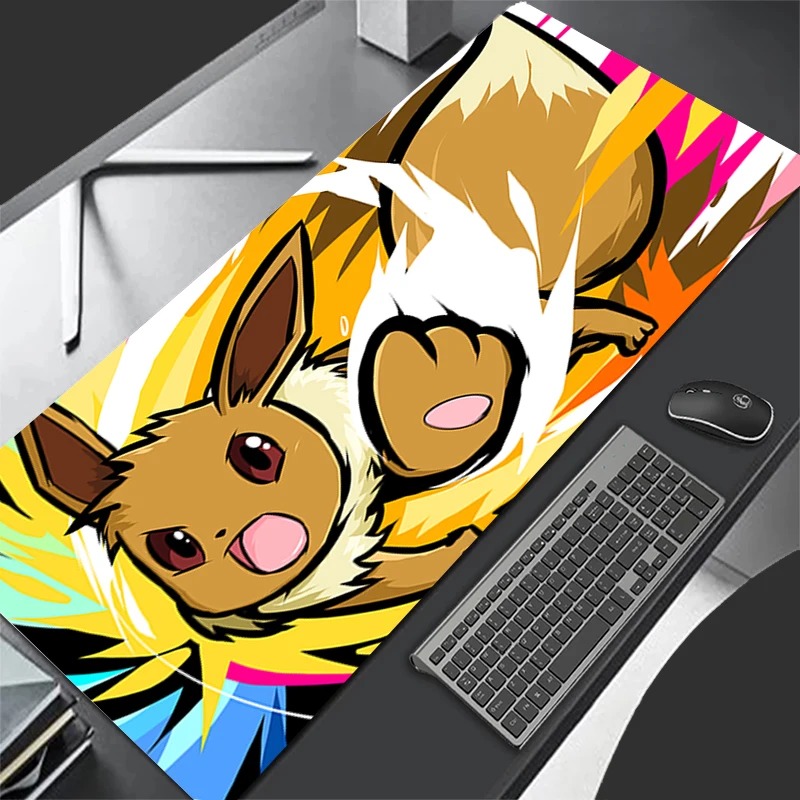 Desk Setup Rug - P-Pokemon Eevee Anime Gaming Mouse Pad,