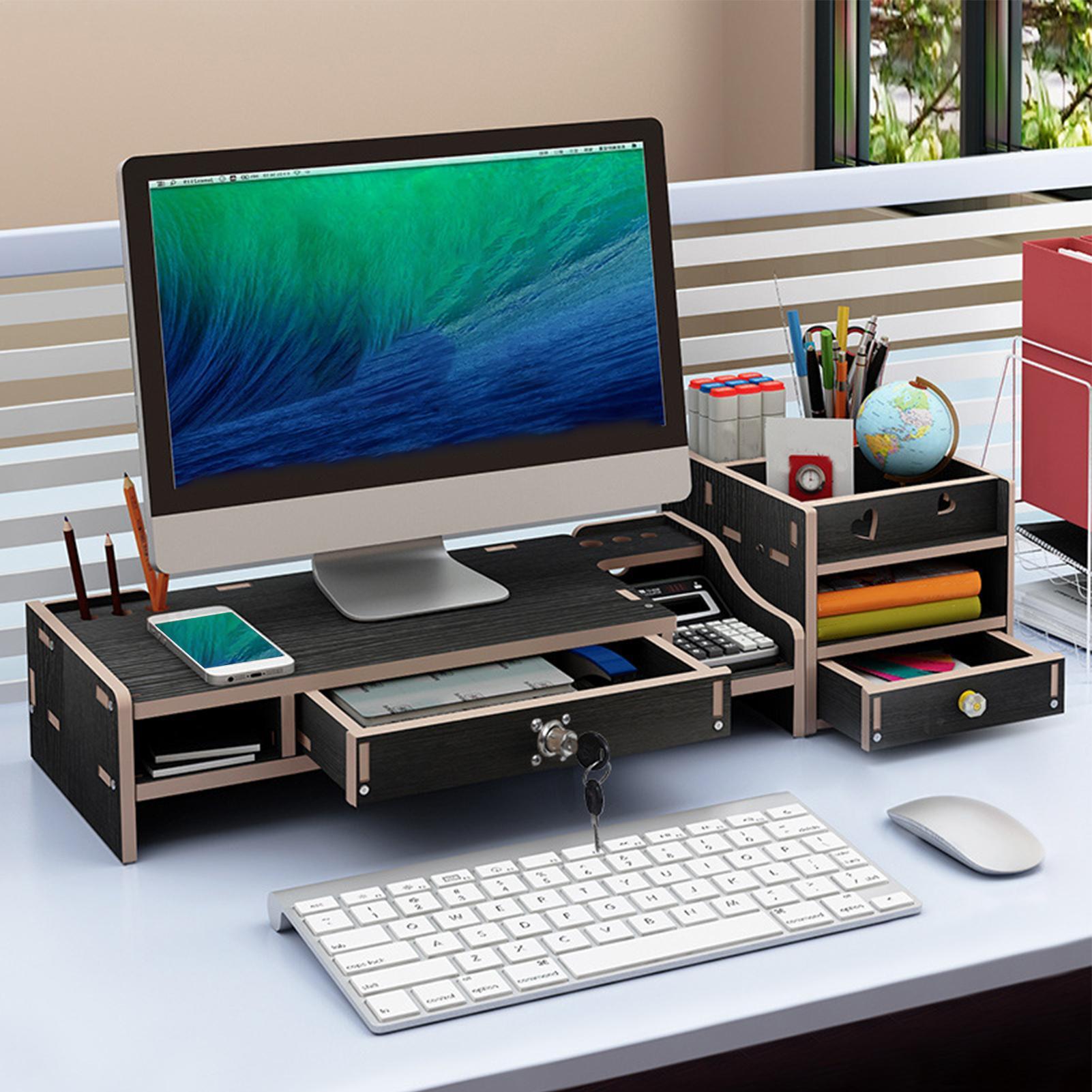 Monitor Riser Wood - Monitor Riser Wooden Desktop Organizer Shelf