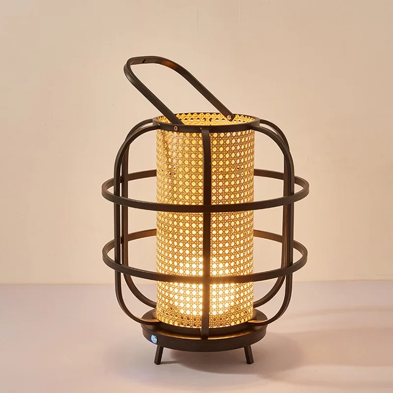 Desk Setup Japan - Modern Pastoral Style Rattan Table Lamp