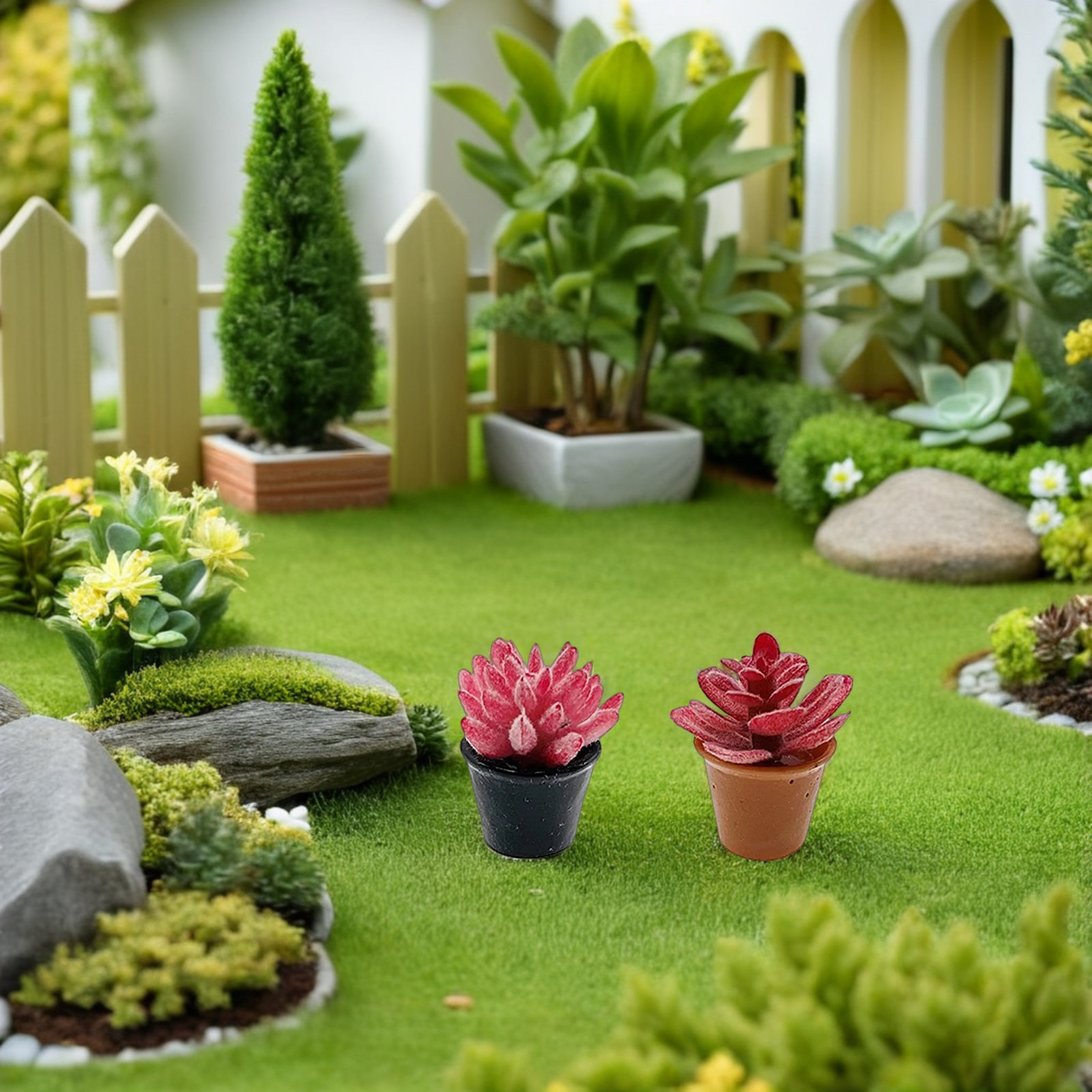 Desk Setup With Plants - 24Pcs Mini Succulent Pots Artificial Tiny