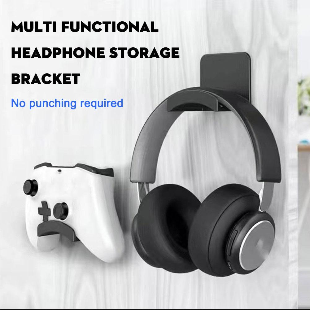 Desk Setup Game - Punch-Free Wall Mount Headphone Stand Universal