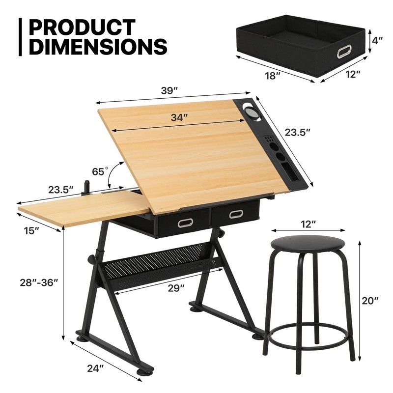 Desk Setup Pc - Adjustable Height Drawing Table for Painting,