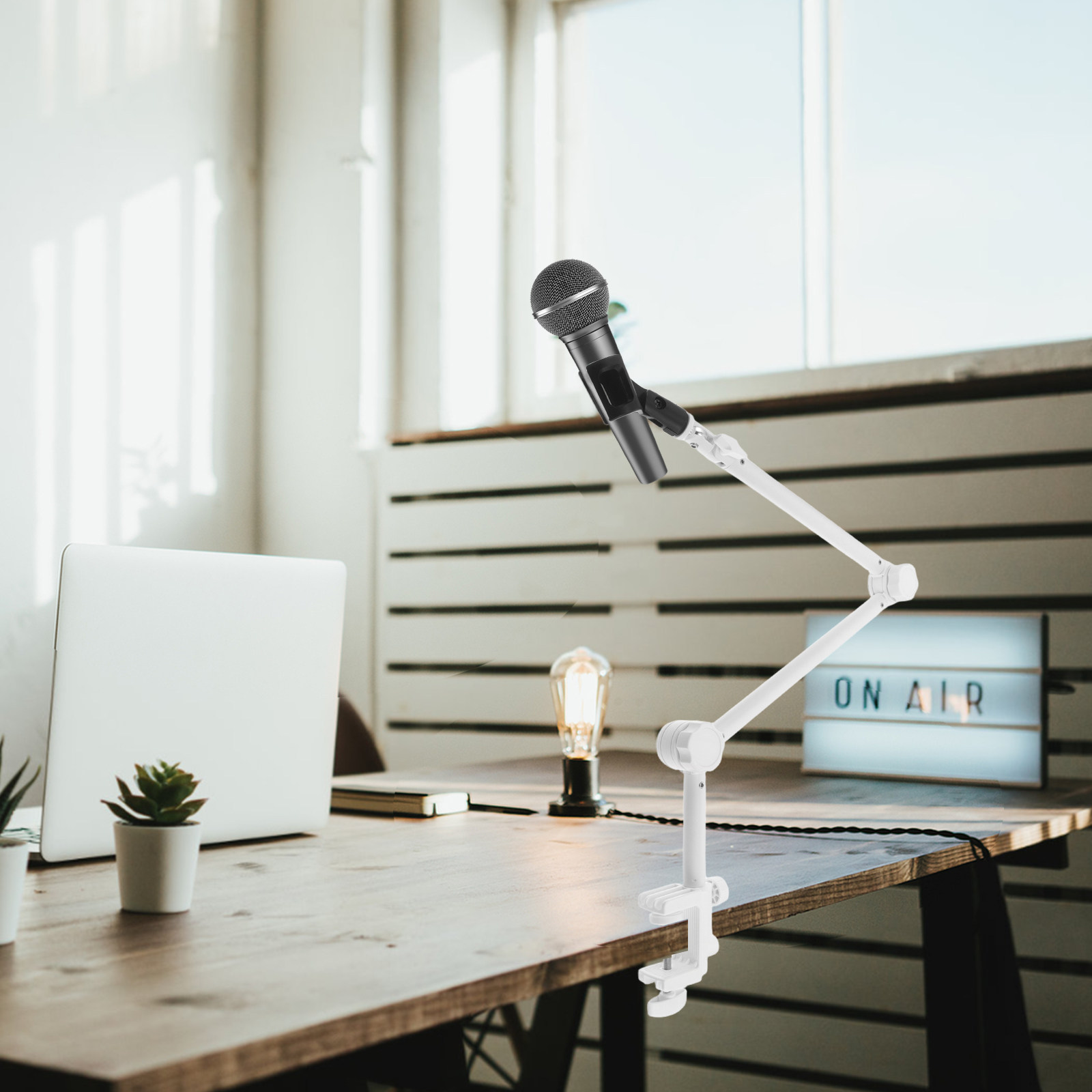 Desk Setup For Gaming - 1Set Microphone Boom Arm White Adjustable