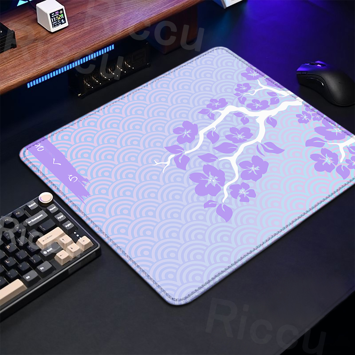 Purple Sakura Table Pad Gaming - Desk Setup Blue review and price