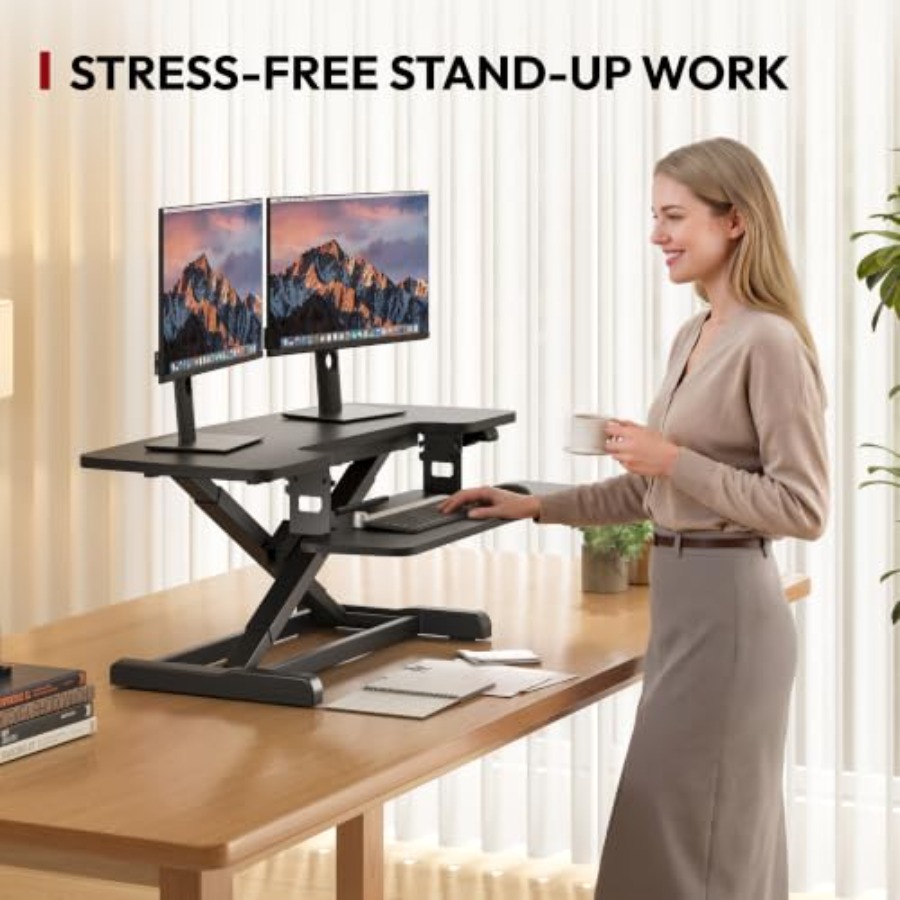 Electric Standing Desk Convert - Monitor Riser Wood review and price