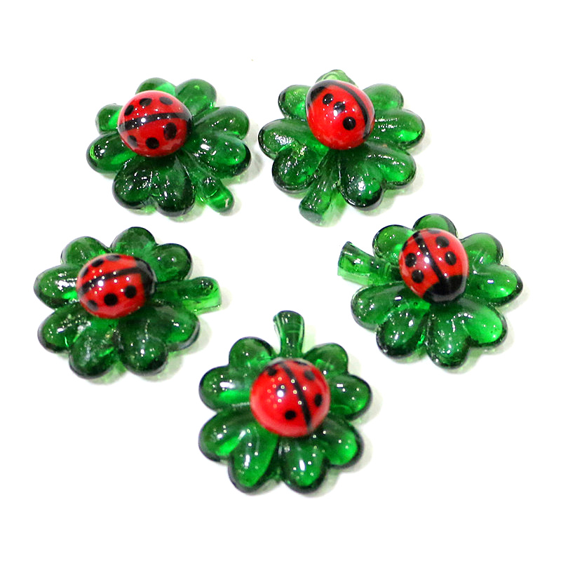 5pcs Green Mini Glass Four-Lea - Desk Setup Green review and price