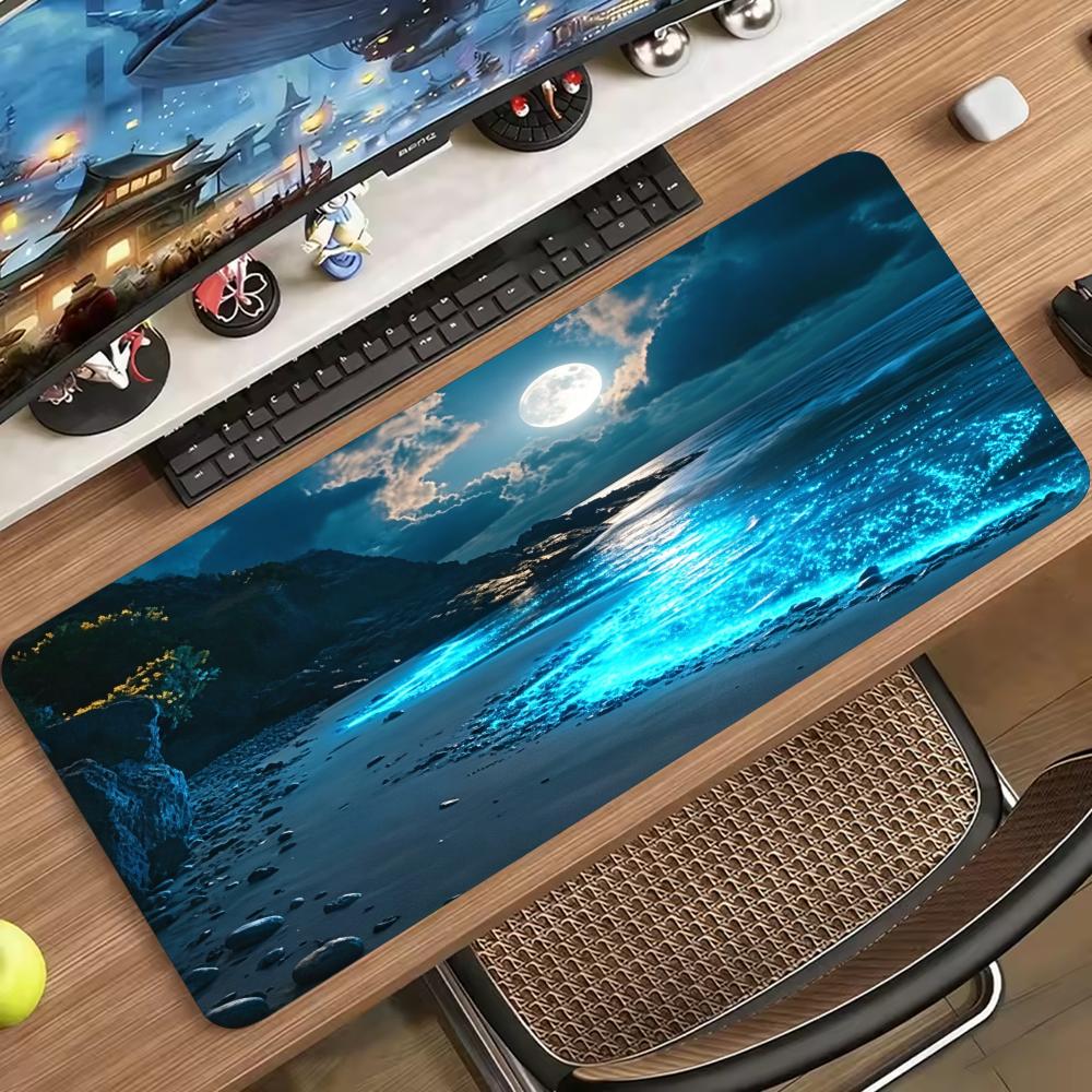 Calm Blue Sea Moon Scene Desig - Desk Setup Designer review and price