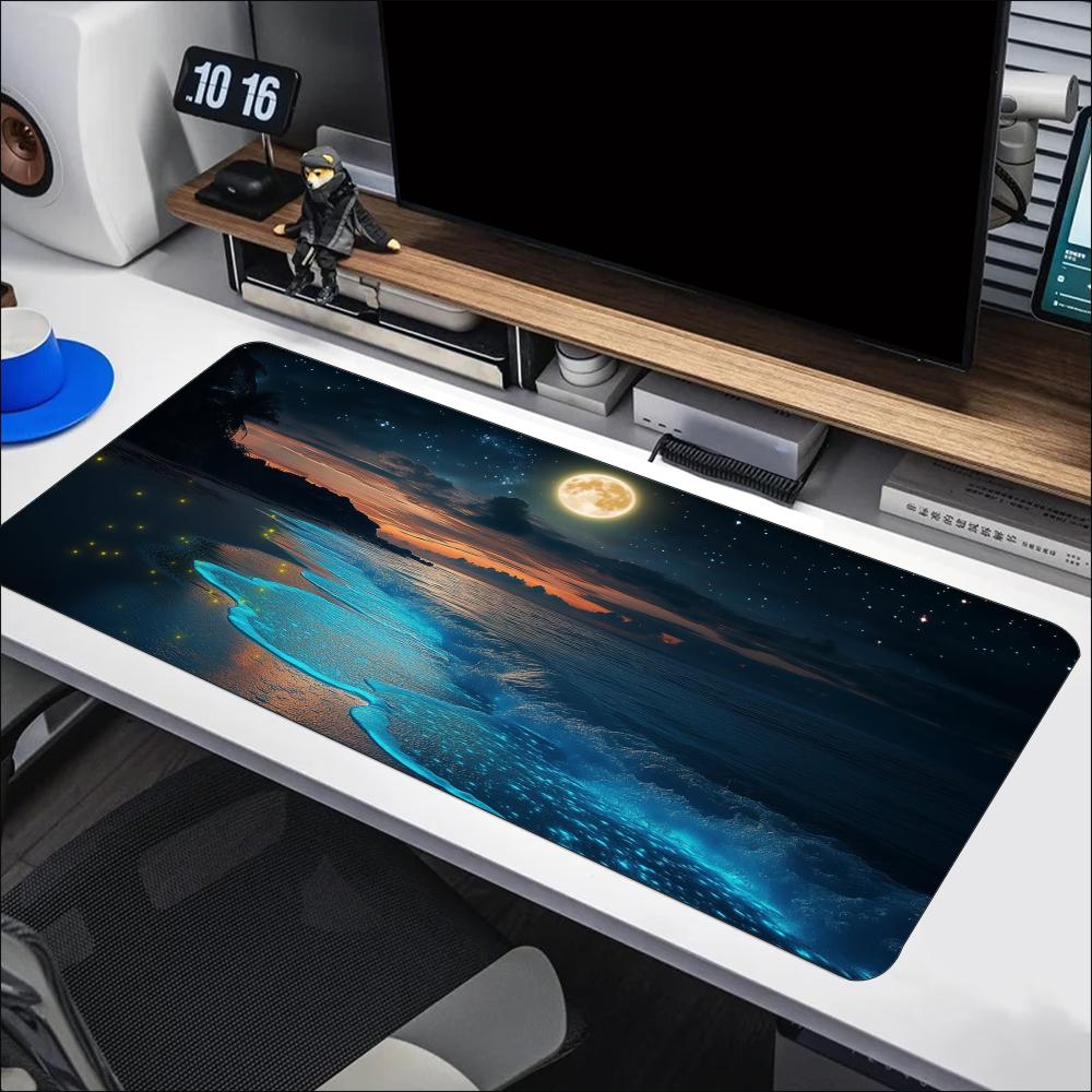 Calm Blue Sea Moon Scene Desig - Desk Setup Designer review and price