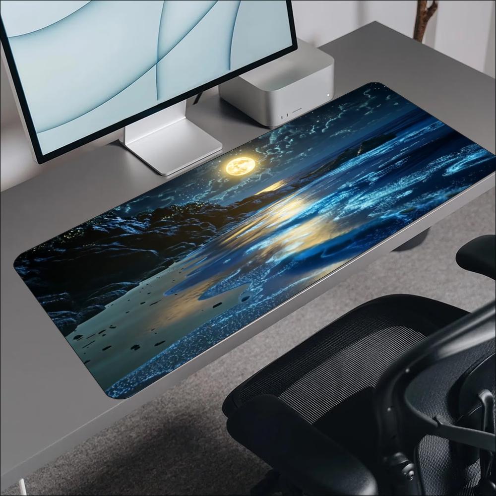 Calm Blue Sea Moon Scene Desig - Desk Setup Designer review and price