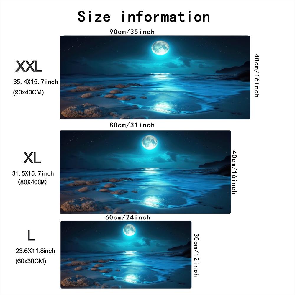 Calm Blue Sea Moon Scene Desig - Desk Setup Designer review and price