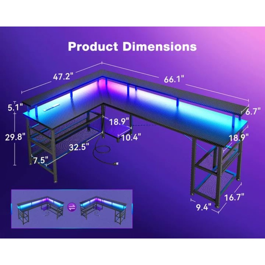 66 Large L Shaped Gaming Desk  - Desk Setup For Gaming review and price