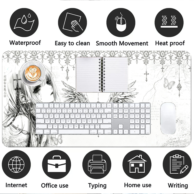 Leather Mousepad Black White A - Desk Setup Ergonomic review and price