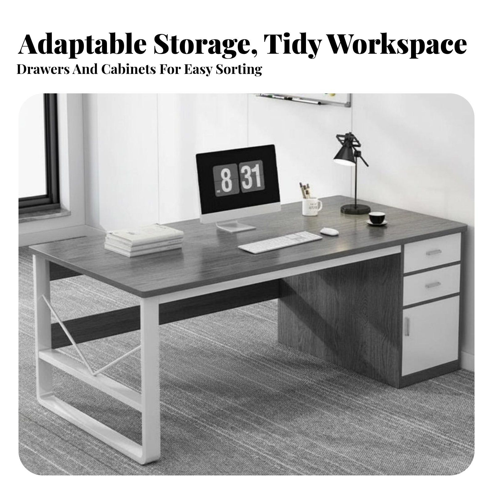 Writing Table with Side Cabine - Desk Setup Designer review and price
