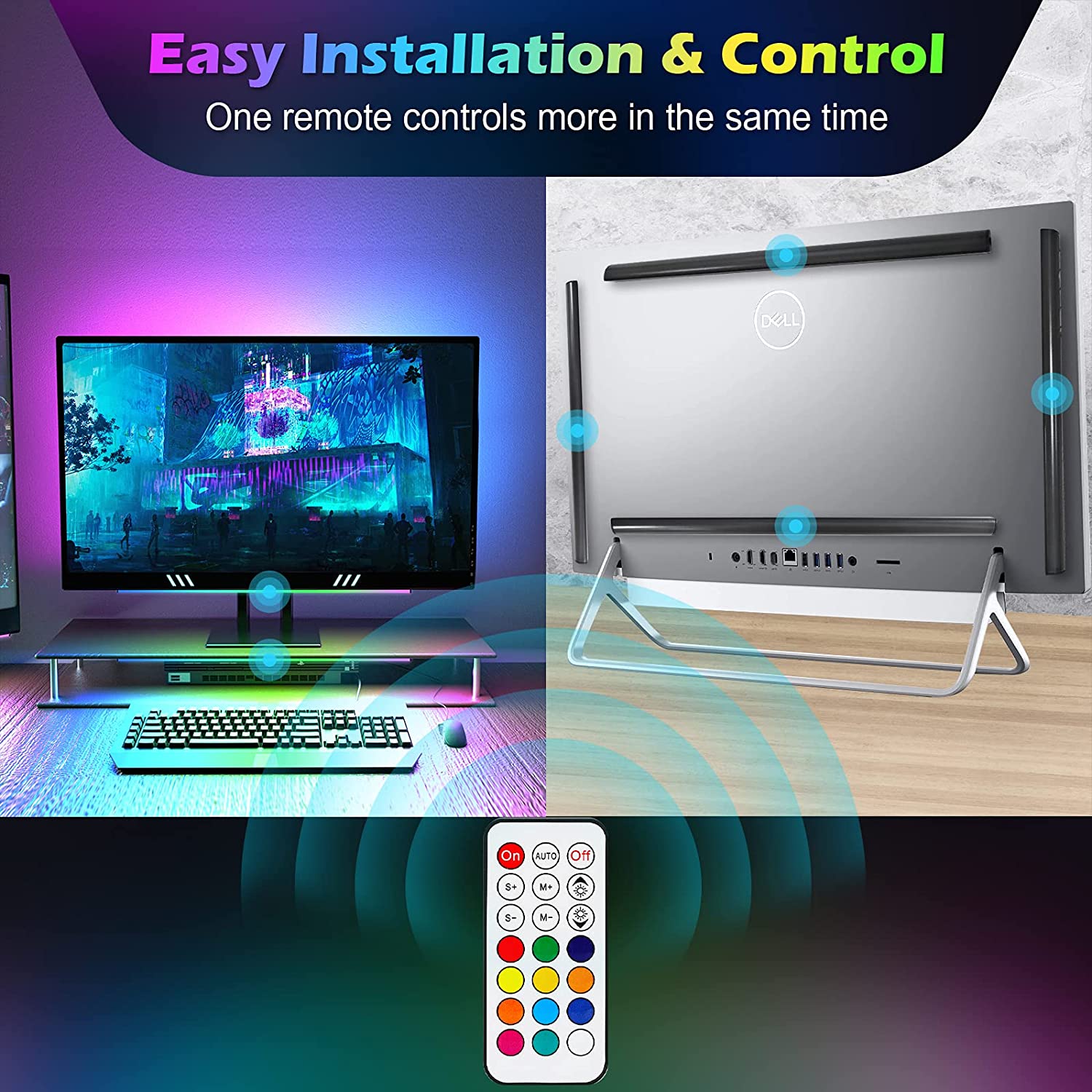 Under Monitor Light Bar RGB Dr - Desk Setup Gaming Pc review and price