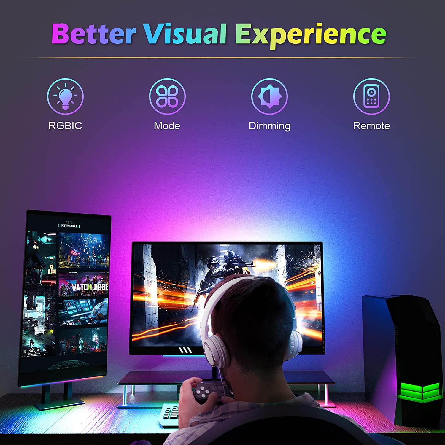 Under Monitor Light Bar RGB Dr - Desk Setup Gaming Pc review and price