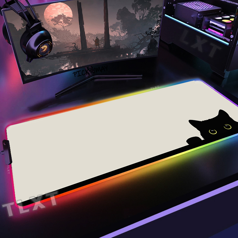 Large RGB Mouse Mat Cute Cat G - Desk Setup Blue review and price