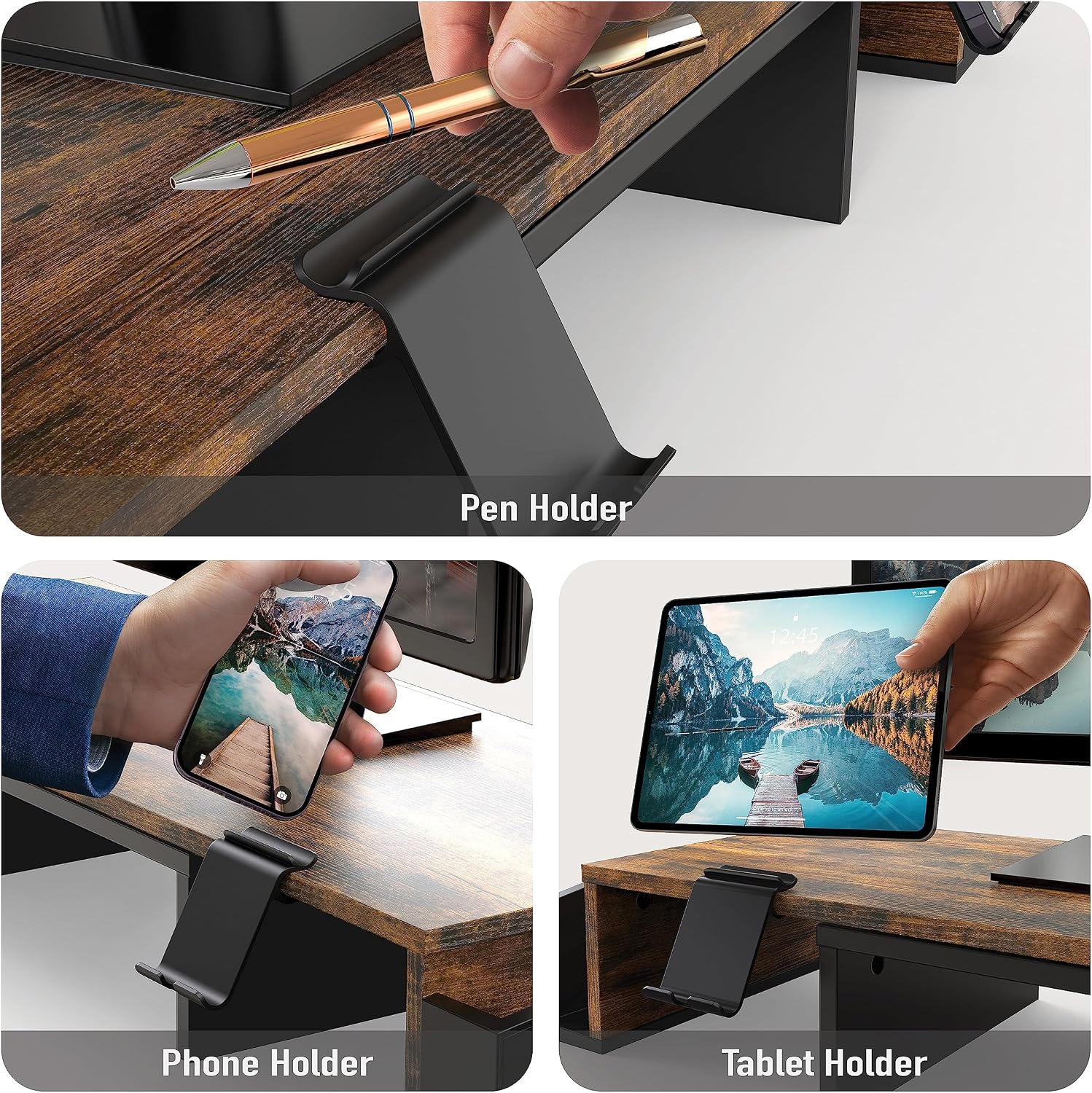 Dual Monitor Stand Riser Adjus - Monitor Riser Wood review and price